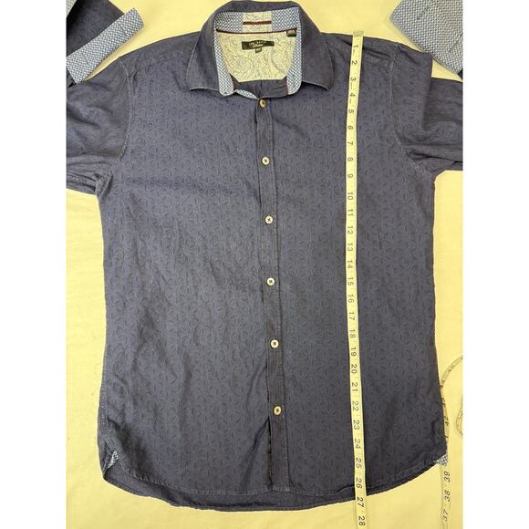 Ted Baker Navy Blue Contrast Flip Cuff Collar Dress Shirt Button Men Preppy 15.5 - Picture 4 of 9